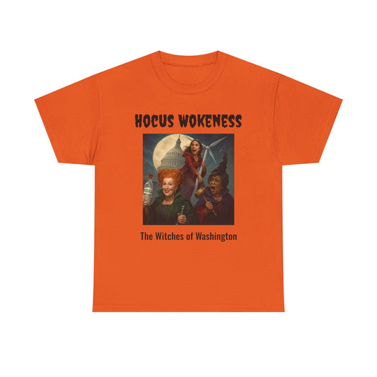 Hocus Wokeness Unisex Heavy Cotton Tee | Fun Halloween Shirt, Witch Apparel, Spooky Costume, Gift for Geeks, Pop Culture T-Shirt