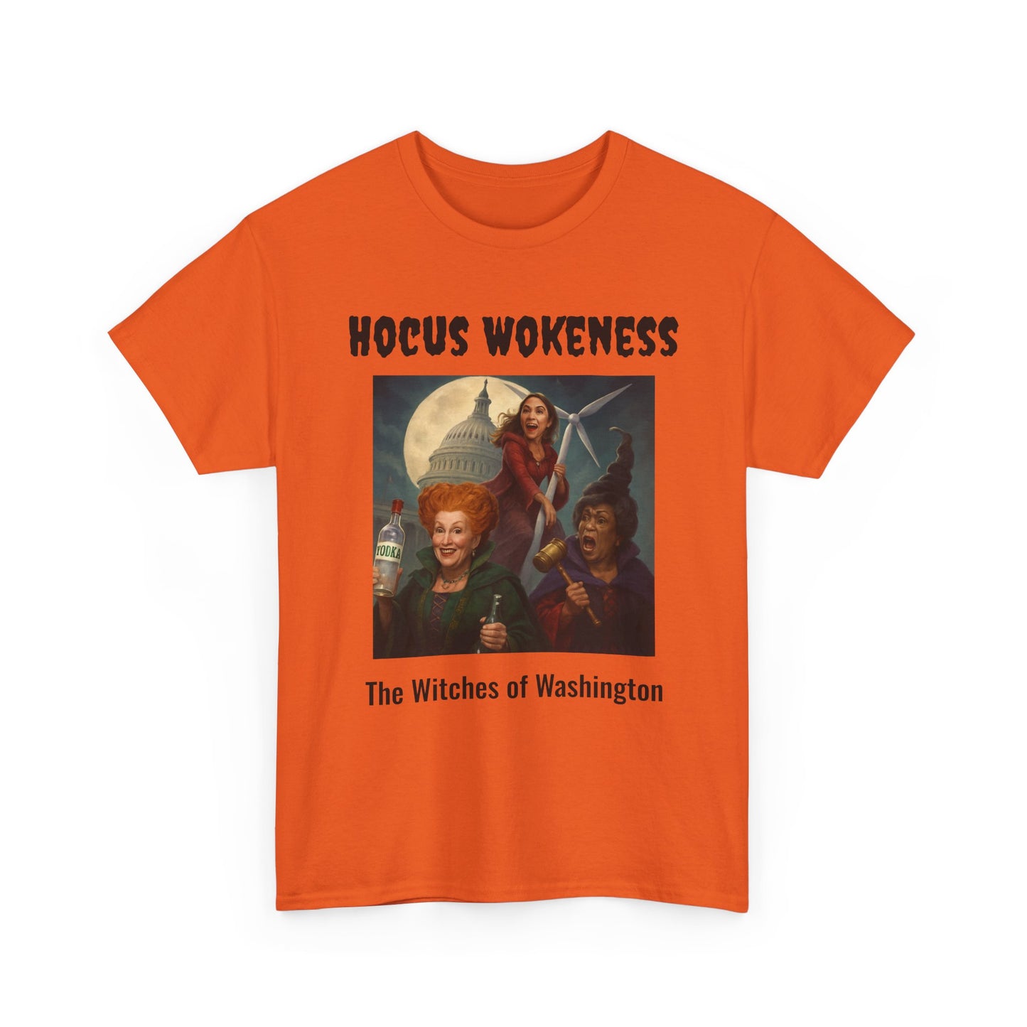 Hocus Wokeness Unisex Heavy Cotton Tee | Fun Halloween Shirt, Witch Apparel, Spooky Costume, Gift for Geeks, Pop Culture T-Shirt